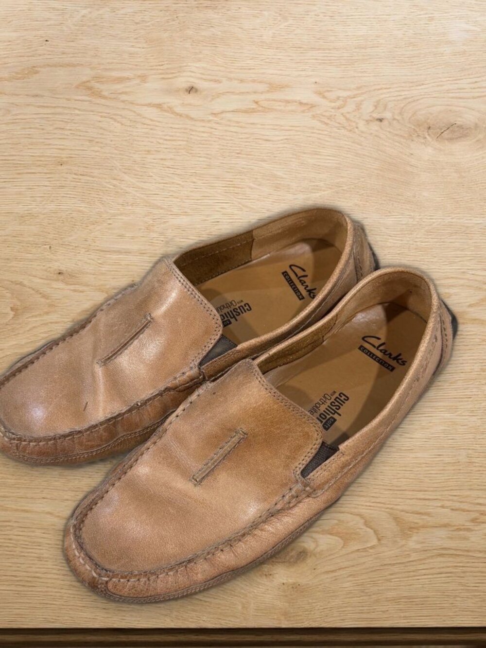 Clarks Collection Leather Loafers Men's 11 M Tan Cushion Soft
